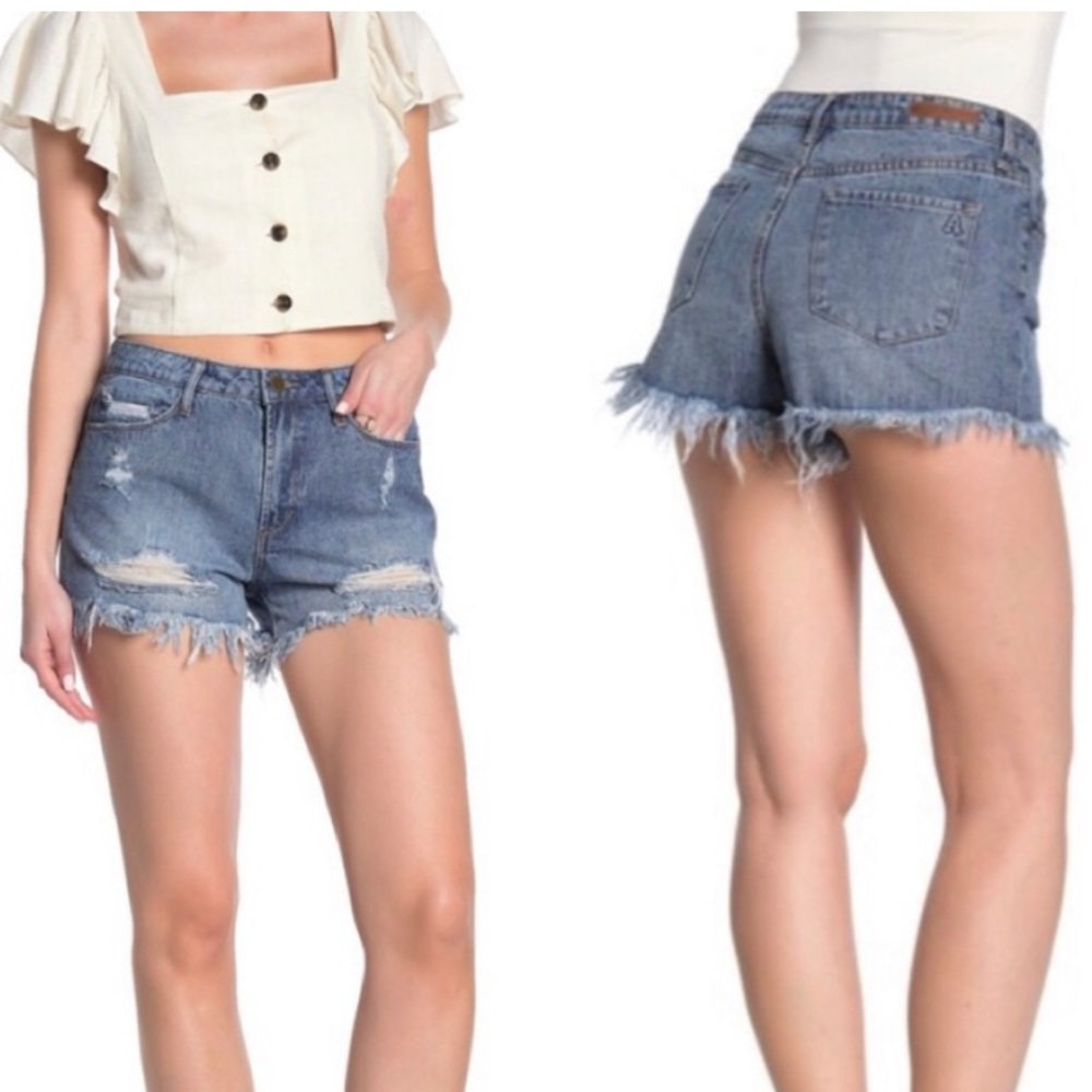 Articles of Society Meredith Freeport High Rise Distressed Jean Short Blue 27